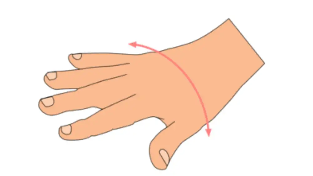 A diver underwater making the problem signal with a flat hand rocking side to side
