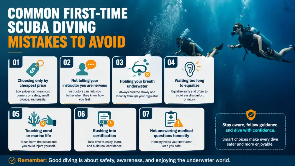 Infographic: common first-time scuba diving mistakes to avoid