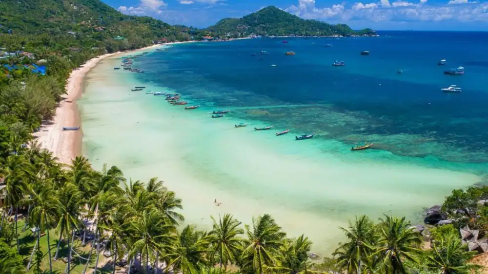A ferry on the Surat Thani to Koh Tao crossing, with the open sea of the Gulf of Thailand around it