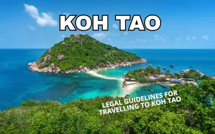 Illustrated cover graphic for the guide to legal guidelines for tourists travelling to Koh Tao, Thailand