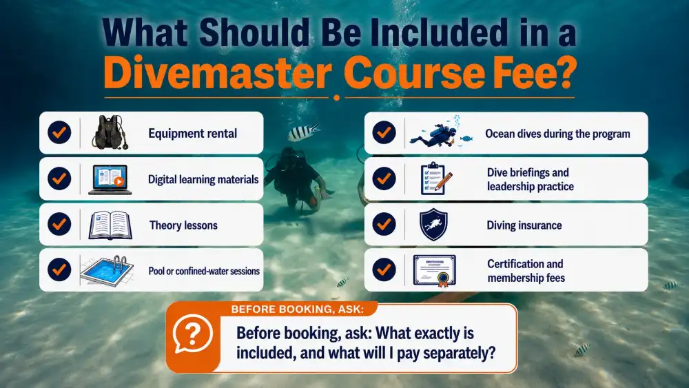 Infographic: what should be included in a Divemaster course fee