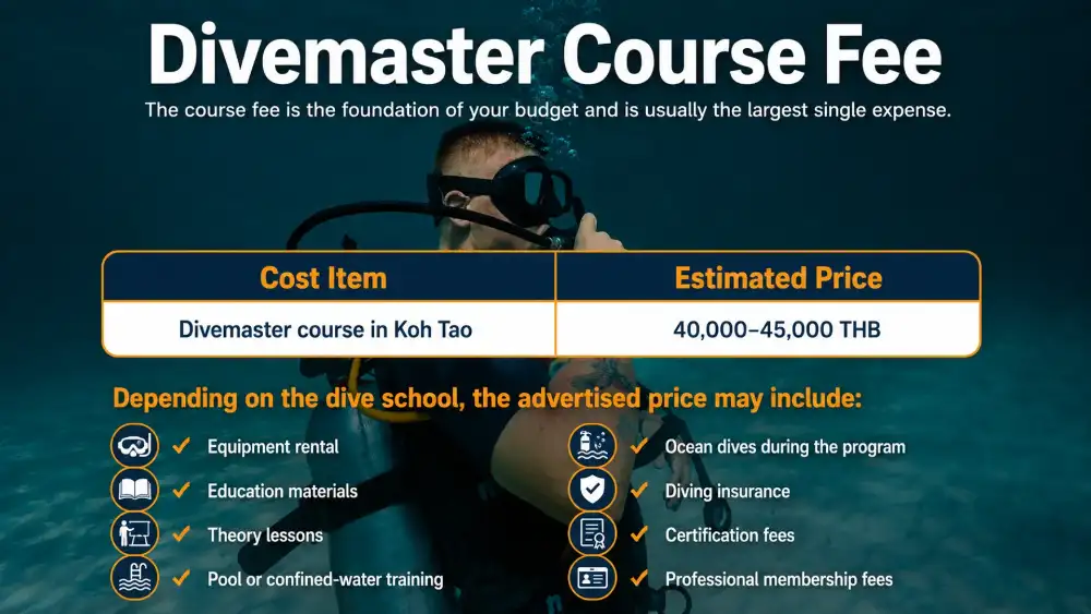 Infographic: Divemaster course fee in Koh Tao