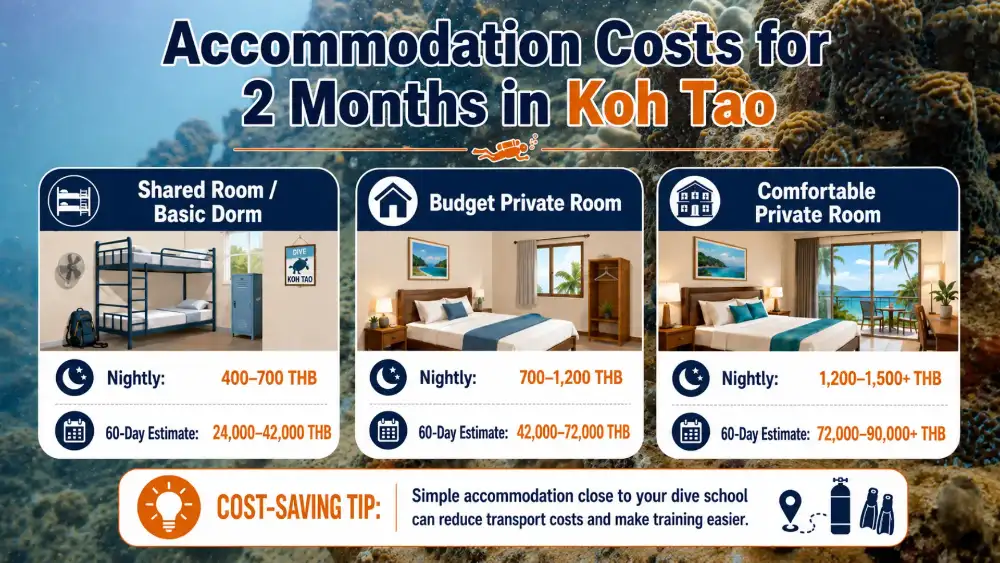 Infographic: accommodation costs for 2 months in Koh Tao