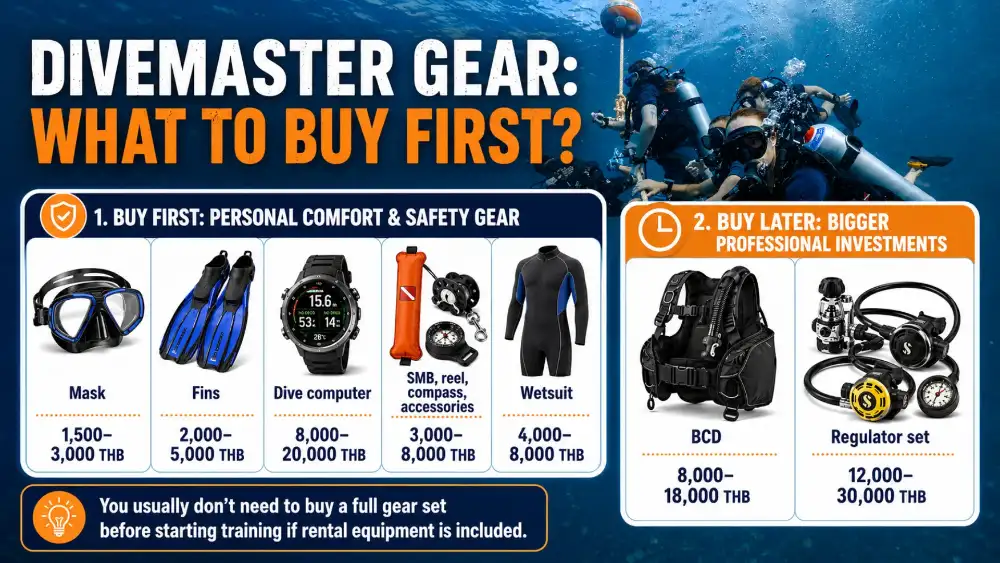 Infographic: the cost of different pieces of Divemaster gear