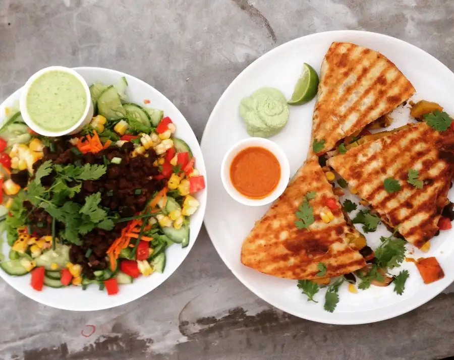 A healthy vegan bowl with greens, grains, avocado and vegetables at VegetaBowl, Koh Tao